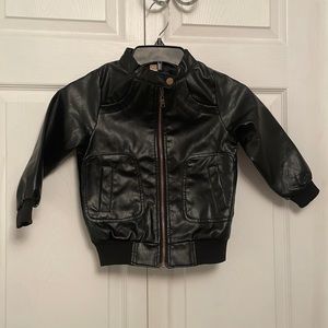 Faux Leather Bomber Jacket Size 5-6 Lightly Used